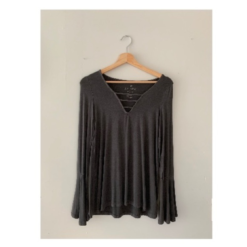 gray bell sleeve top